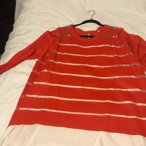 Orange and white striped sweater